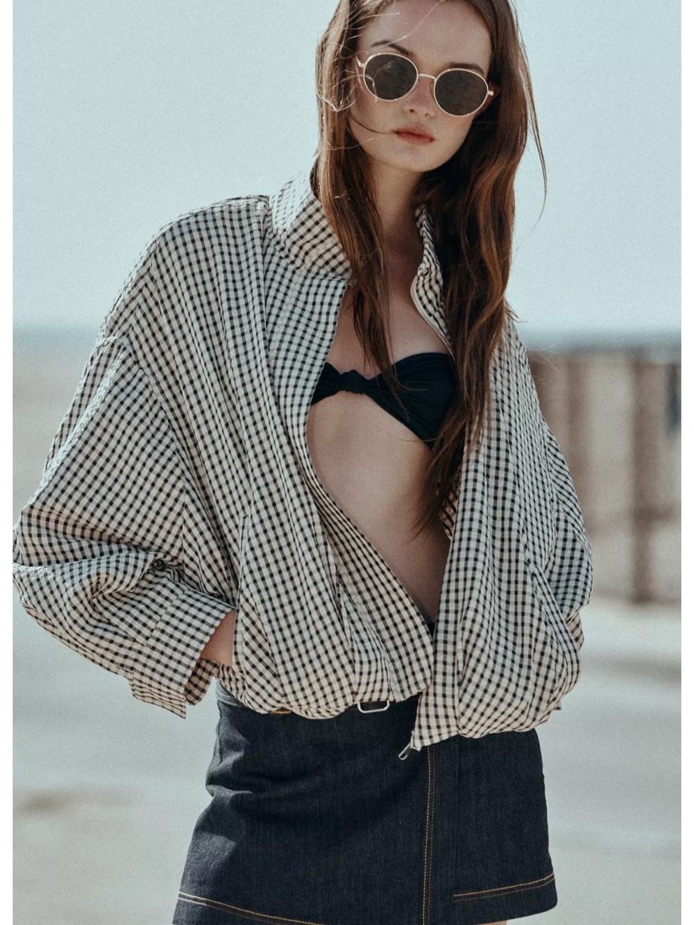 Zara PLAID BOMBER JACKET